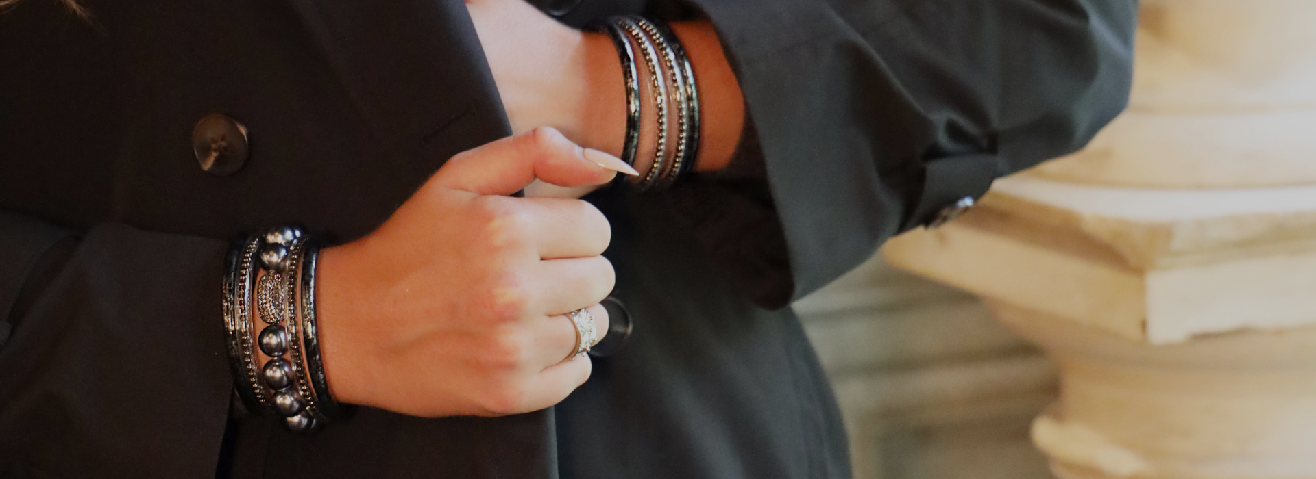 BiBi Gunmetal All Weather Bangles | BuDhaGirl