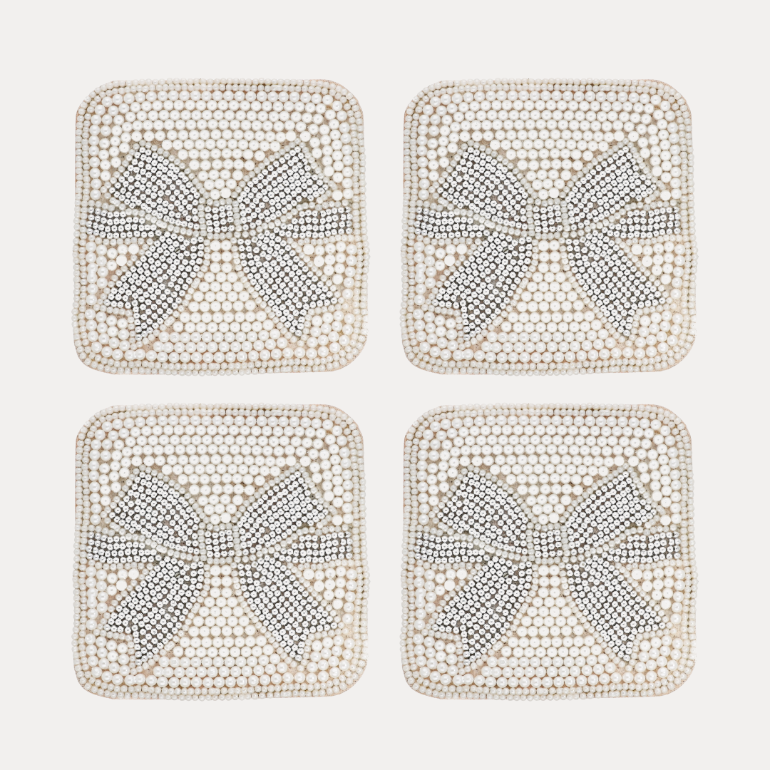 Pearl Bow Holiday Coasters | BuDhaGirl