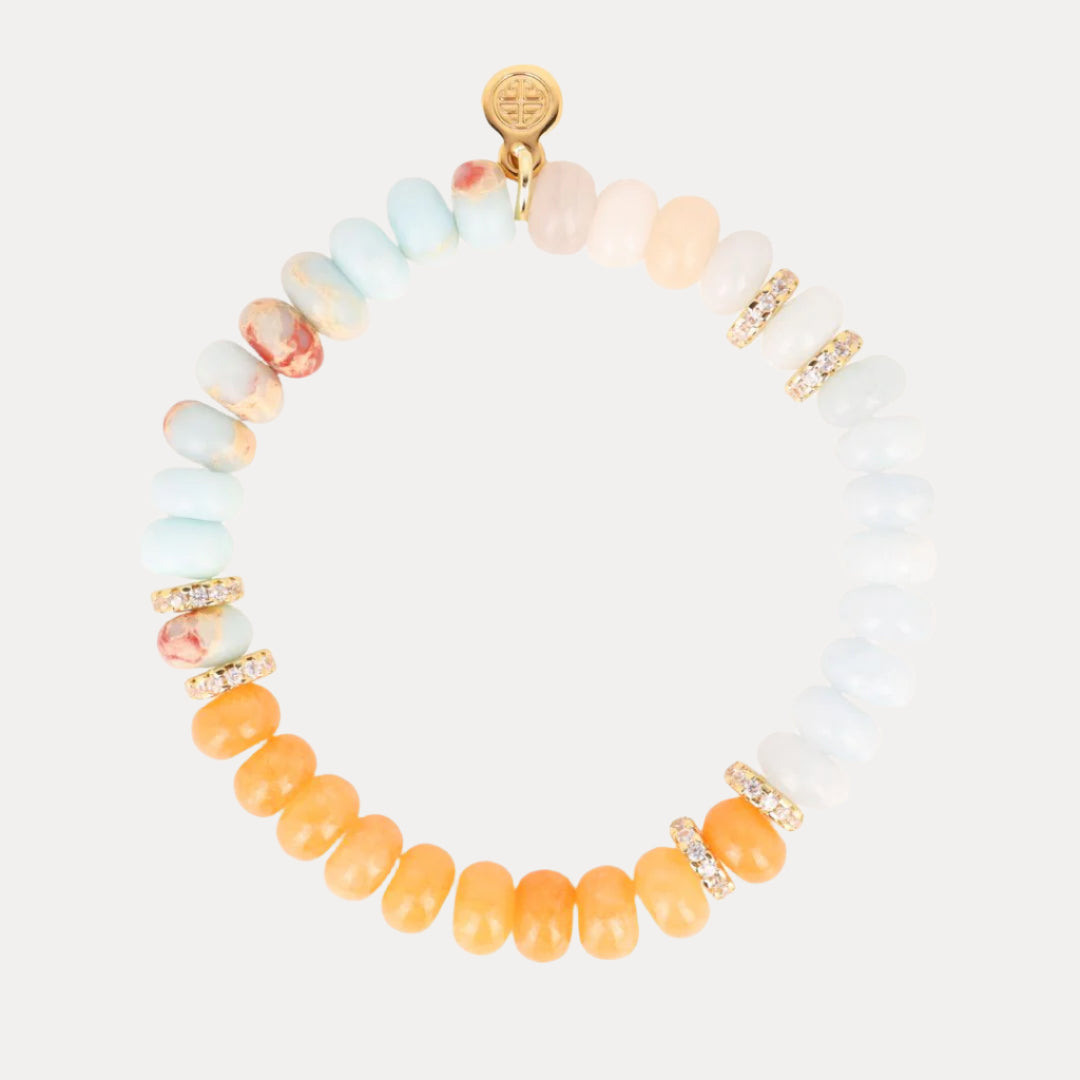 Peach and Aqua Capri Beaded Bracelet for Women | BuDhaGirl