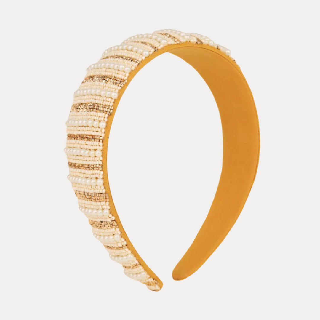 Nisha Cream Beaded Pearl Headband