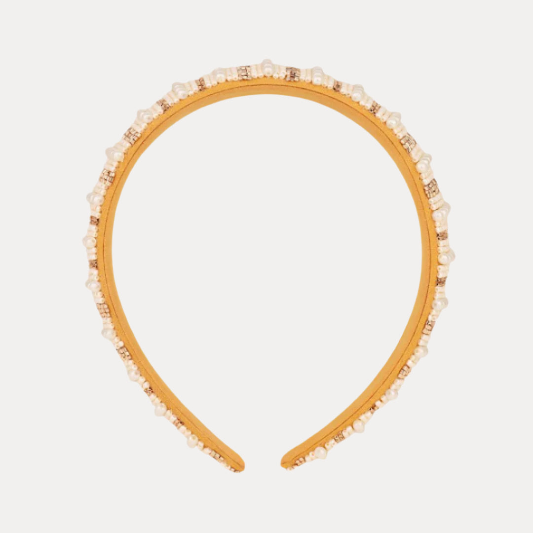 Nisha Cream Beaded Pearl Headband