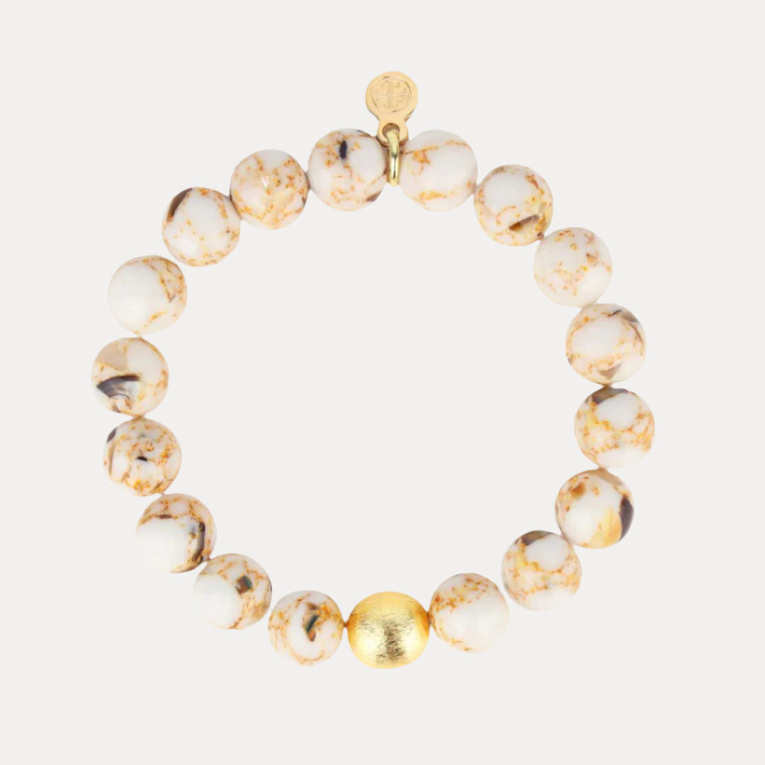 Etoile Marble Beaded Bracelet with Gold Accents | BuDhaGirl®