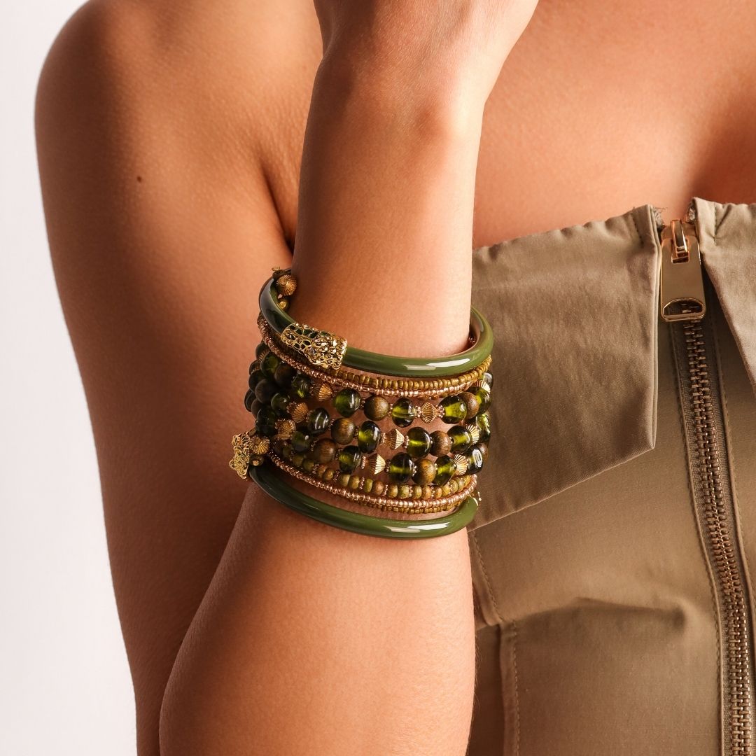 Fauna Jade Crocodile All Weather Bangle | BuDhaGirl