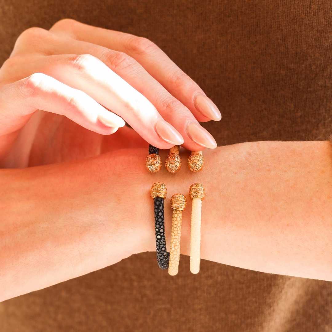 Iman Slim Stingray Cuff With Gold Studded End Caps | BuDhaGirl