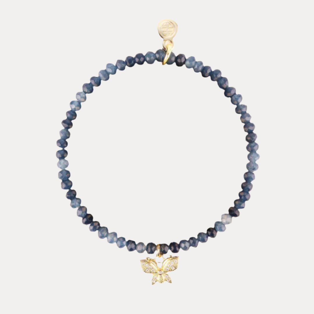 Luna Bracelet - Indigo With Butterfly Charm