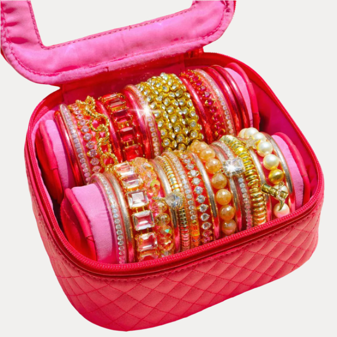Large Pink Travel Storage Case For Bangle Bracelets | BuDhaGirl