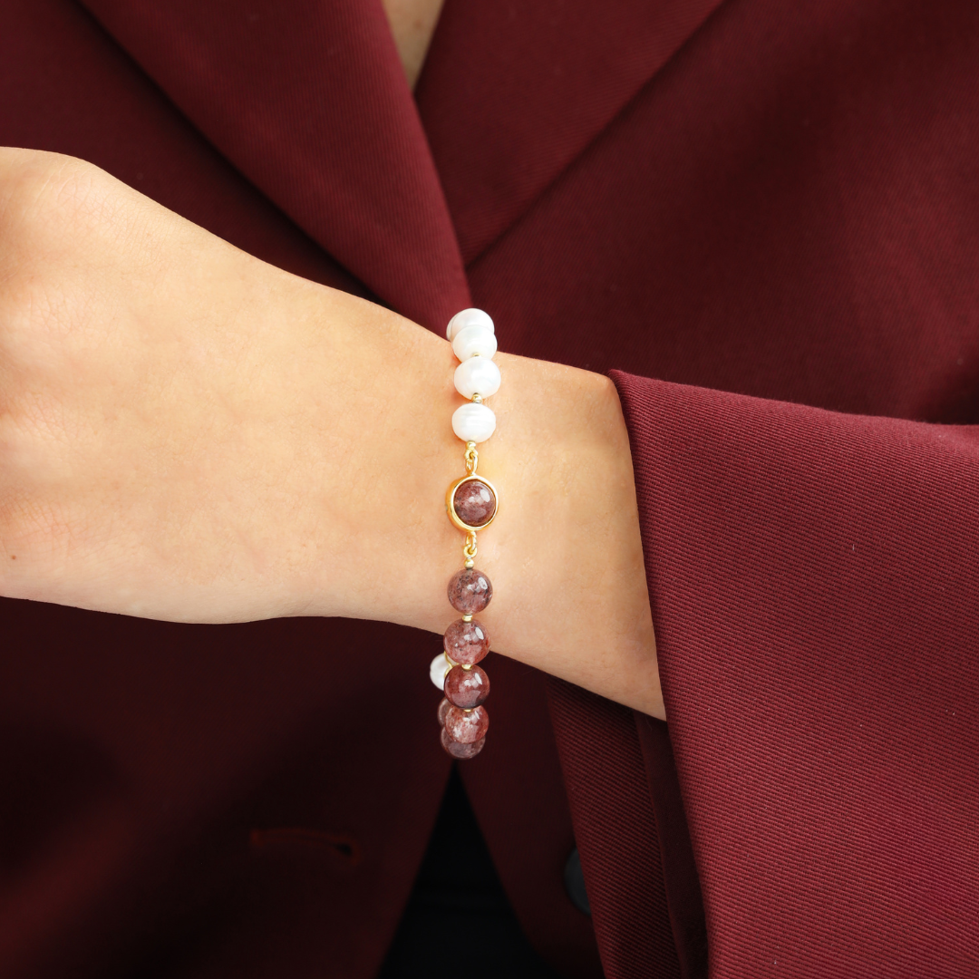 Margarite Bracelet Strawberry Pearl | BuDhaGirl