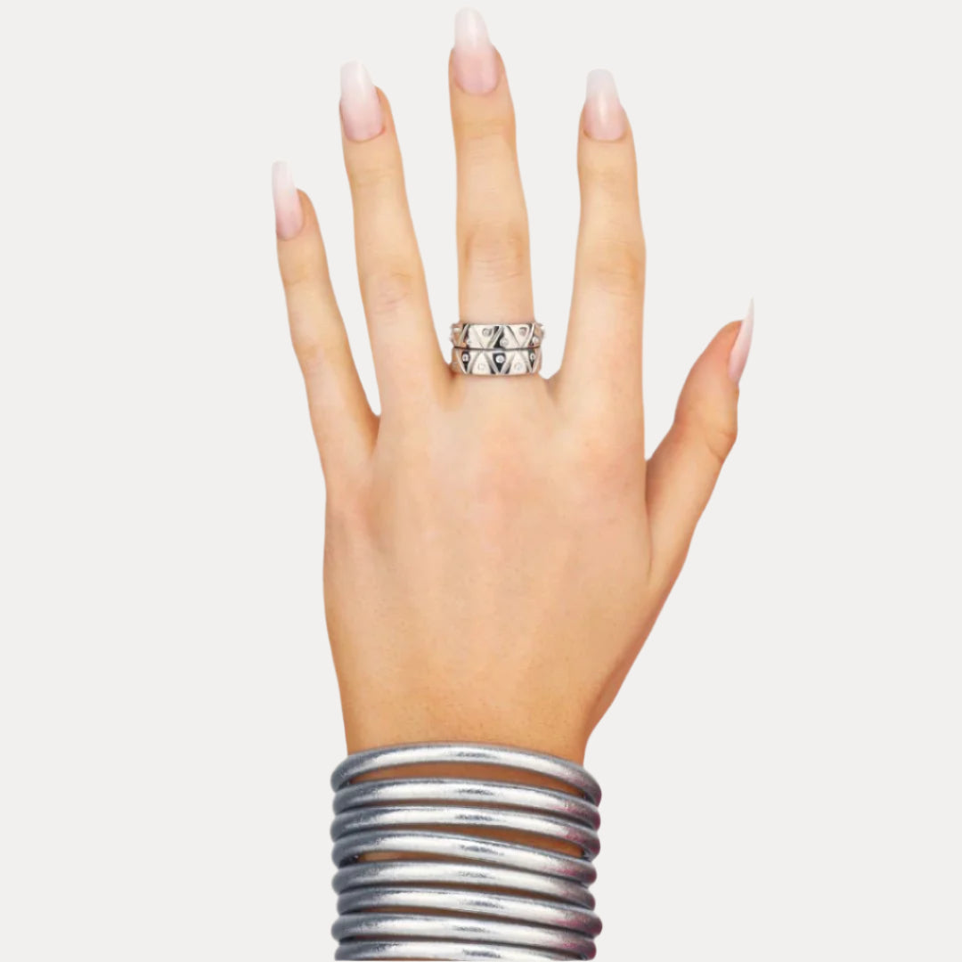 Palladium Light Gold Plated Brass "Feel" Serenity Ring for Women | BuDhaGirl