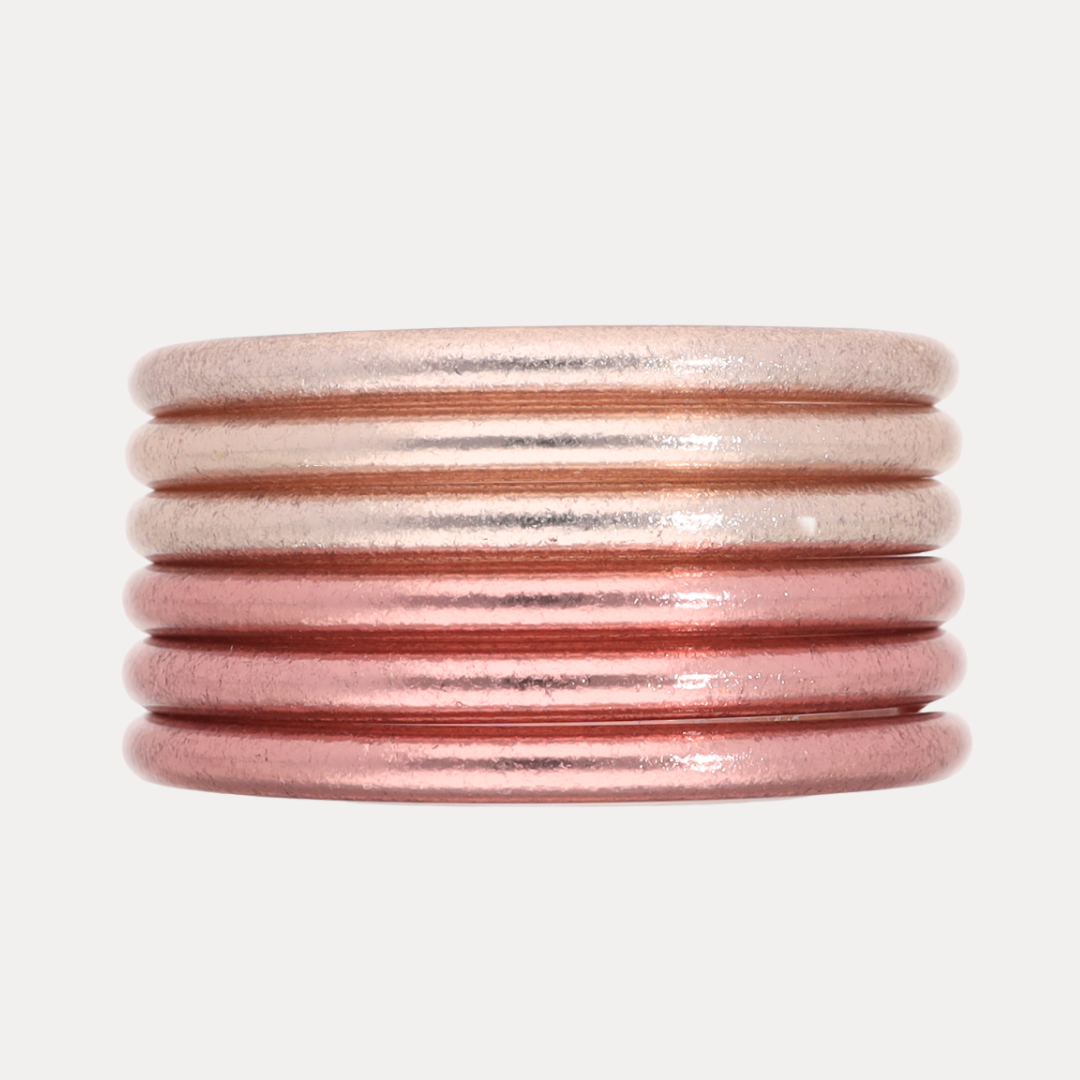 The Champagne & Rose Gold Core Mixed Stack | Bangles, Bracelets, Jewelry | BuDhaGirl