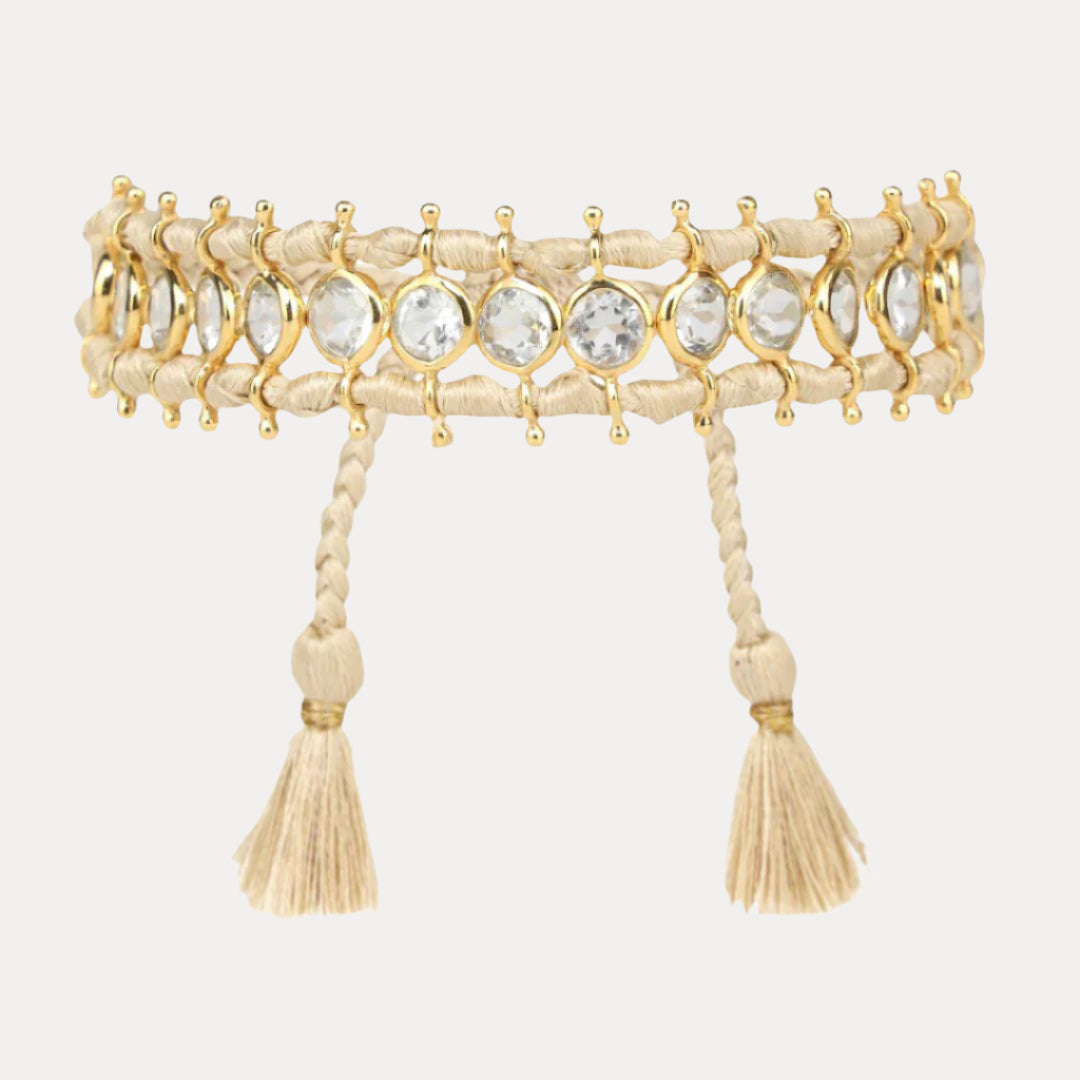 Viv String Bracelet - Ivory/Crystal | BuDhaGirl
