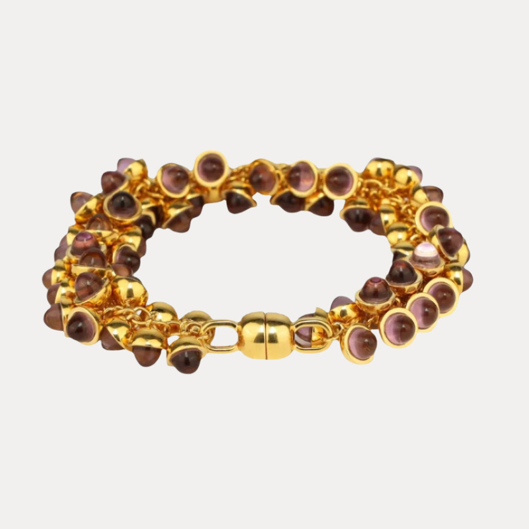 Cosmic Cabochon Cut Crystals Bracelet - Amethyst | BuDhaGirl