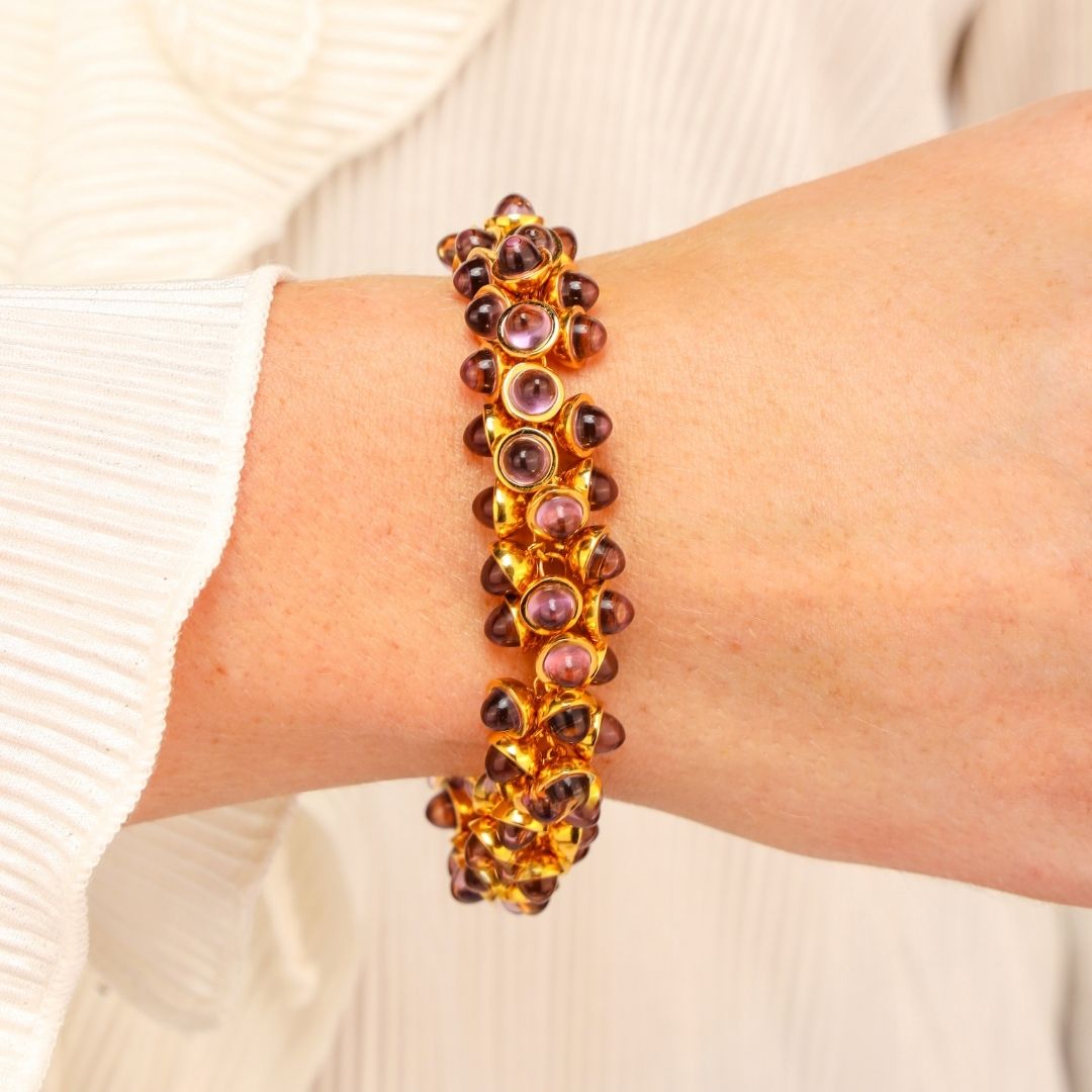 Cosmic Cabochon Cut Crystals Bracelet - Amethyst | BuDhaGirl