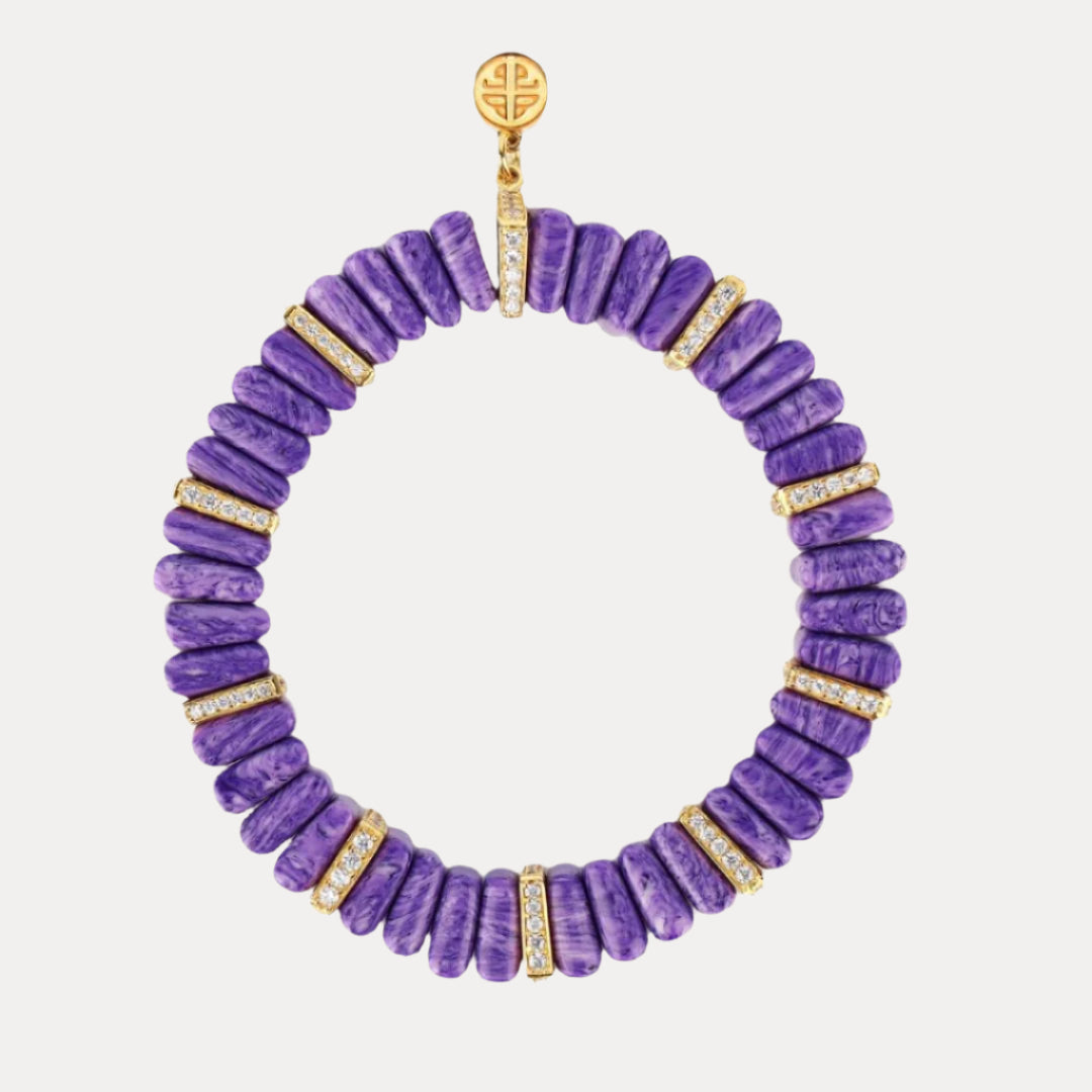 Charoite Tablet Beaded Bracelet for Women | BuDhaGirl