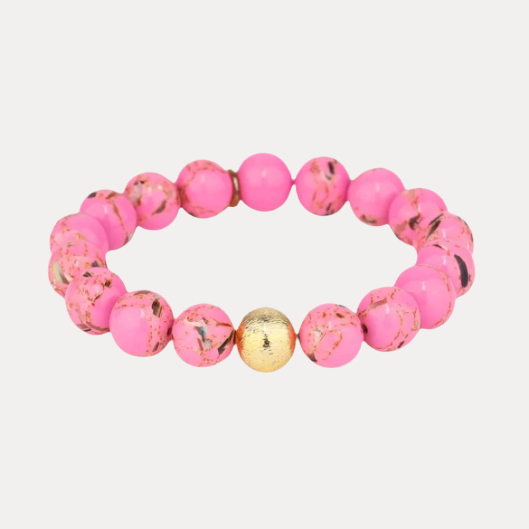 Pulsera de cuentas de mármol - Rosa