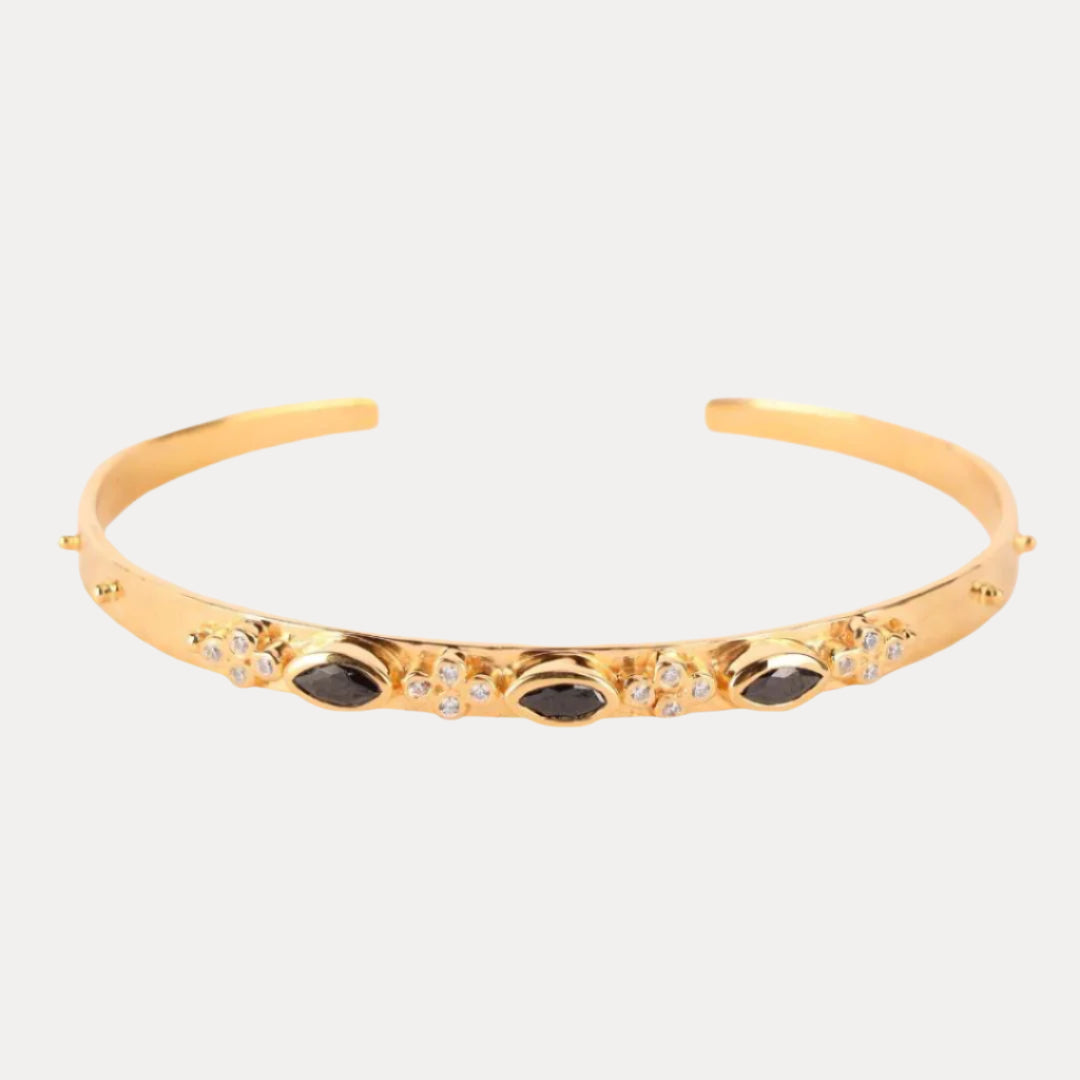 Hematite Crystal | Gold-Plated Cuff Bracelet | BuDhaGirl