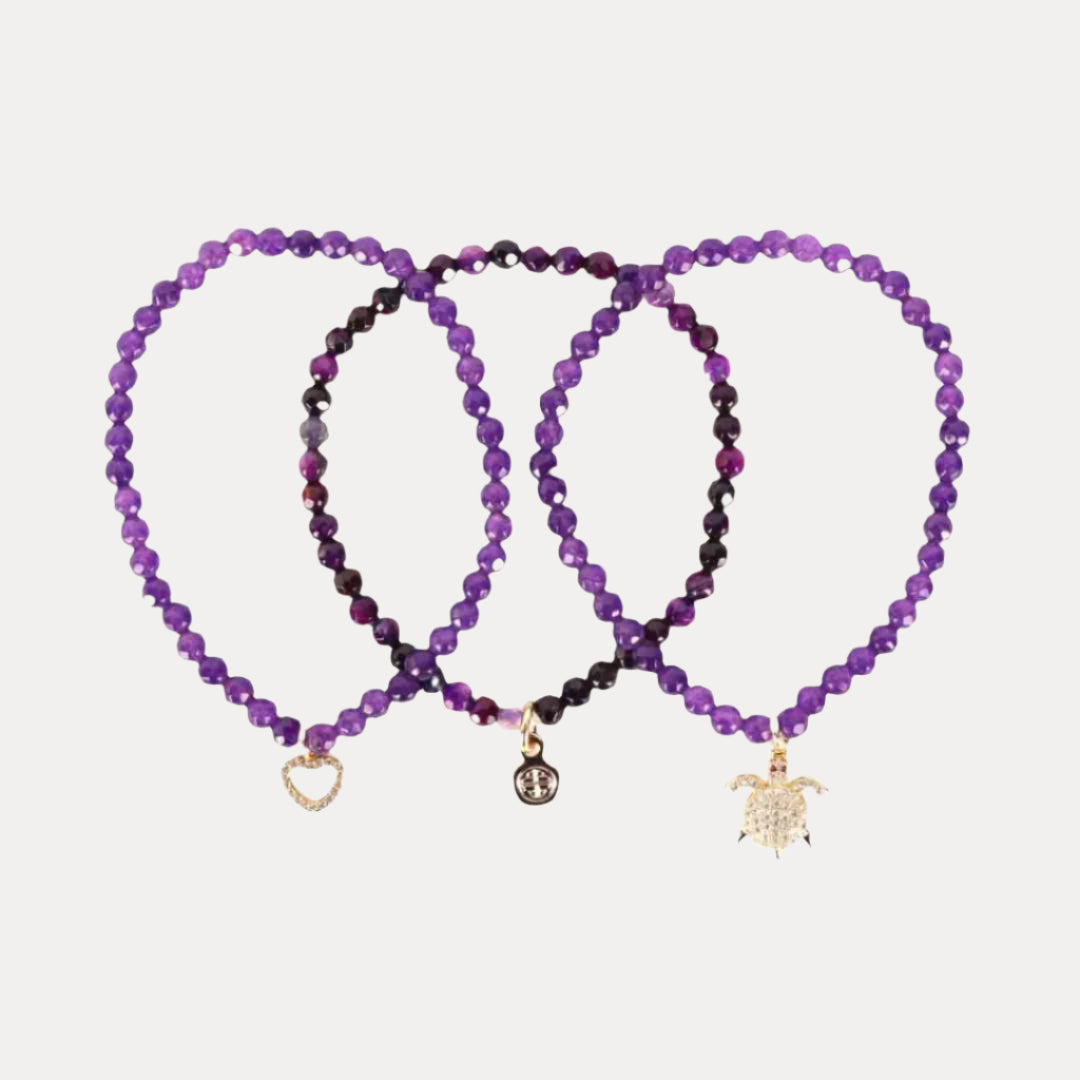 Green & Purple Crystal Bracelet Sets for Women | BuDhaGirl