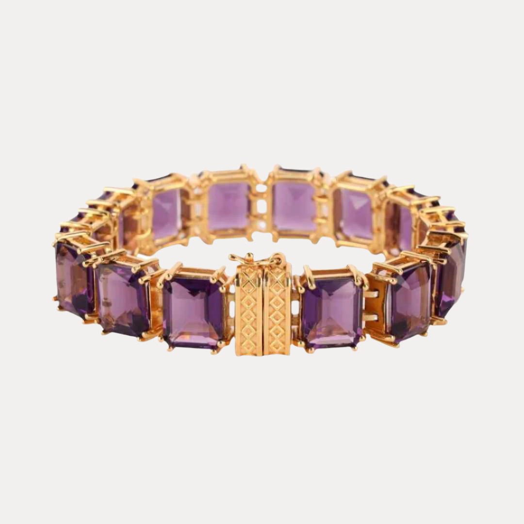 Princess Cut Jewels With Gold Clasp - Dahlia Bracelet | BuDhaGirl