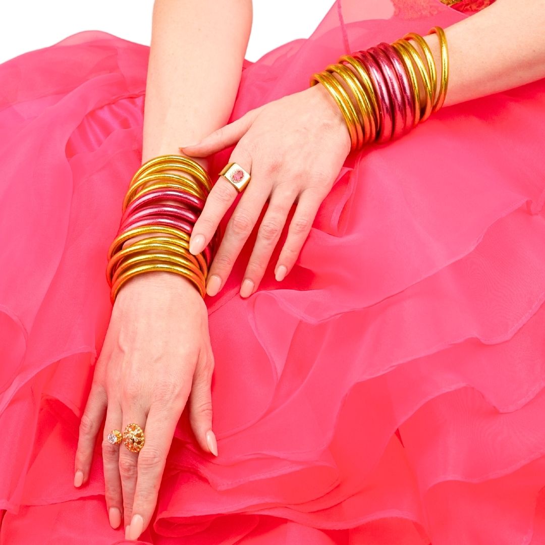 Pink Tzubbie All Weather Bangle® (AWB®) - Serenity Prayer | Bangle Bracelets for Women | BuDhaGirl