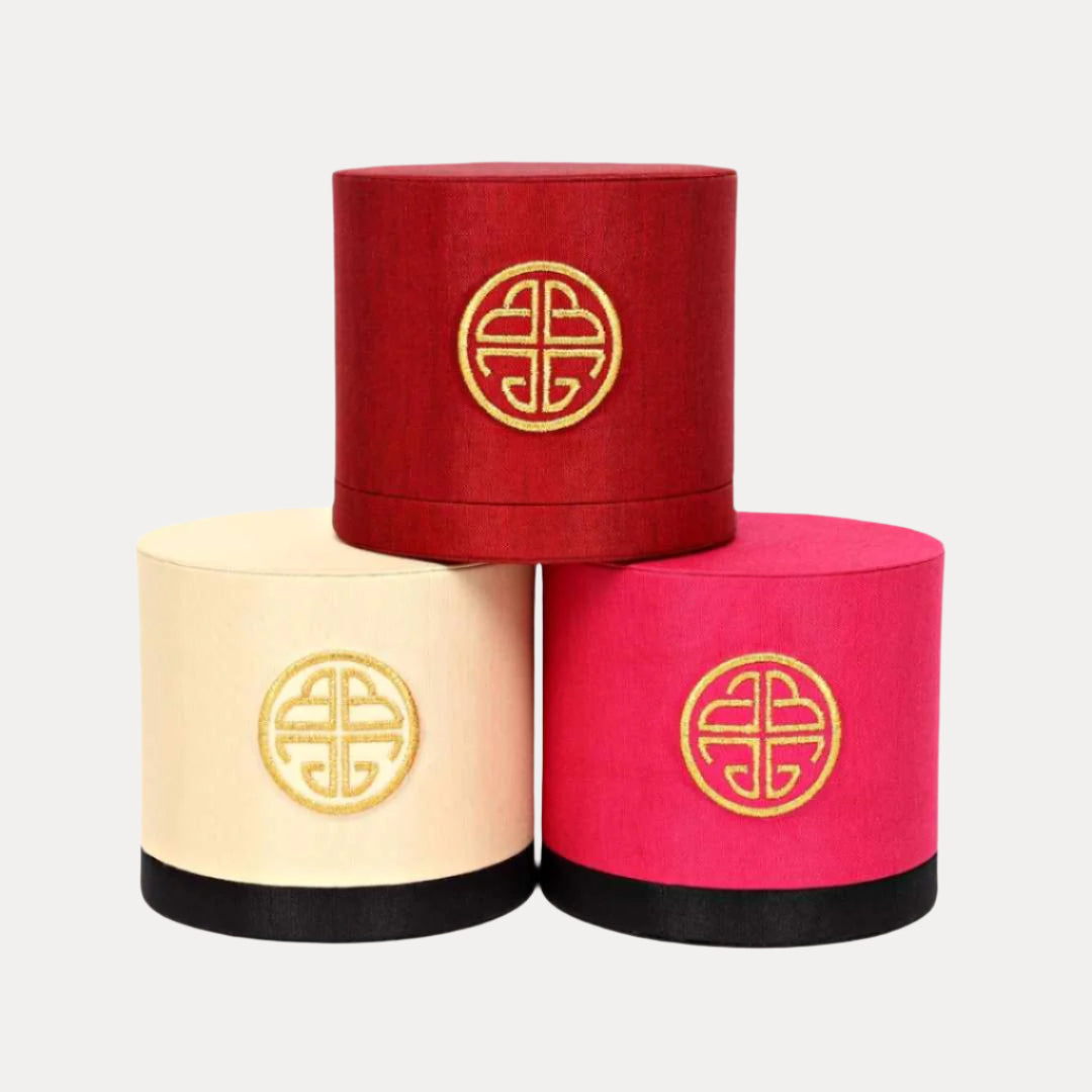 Red Ivory and Pink Silk Canister Gift Box | Bangle Storage and Accessories | BuDhaGirl