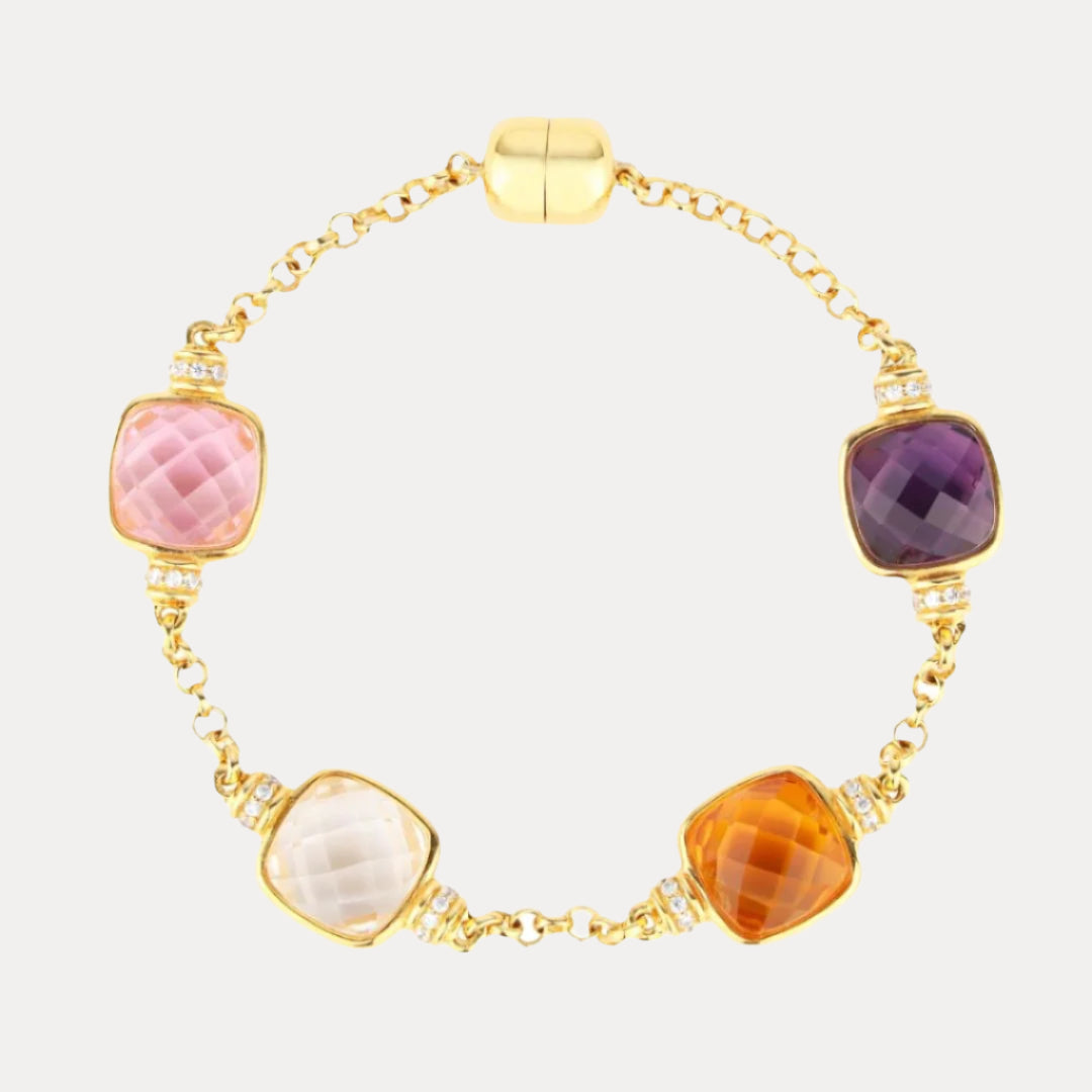 14K Gold-Dipped Brass Chain Princess Diana Crystal Bracelet