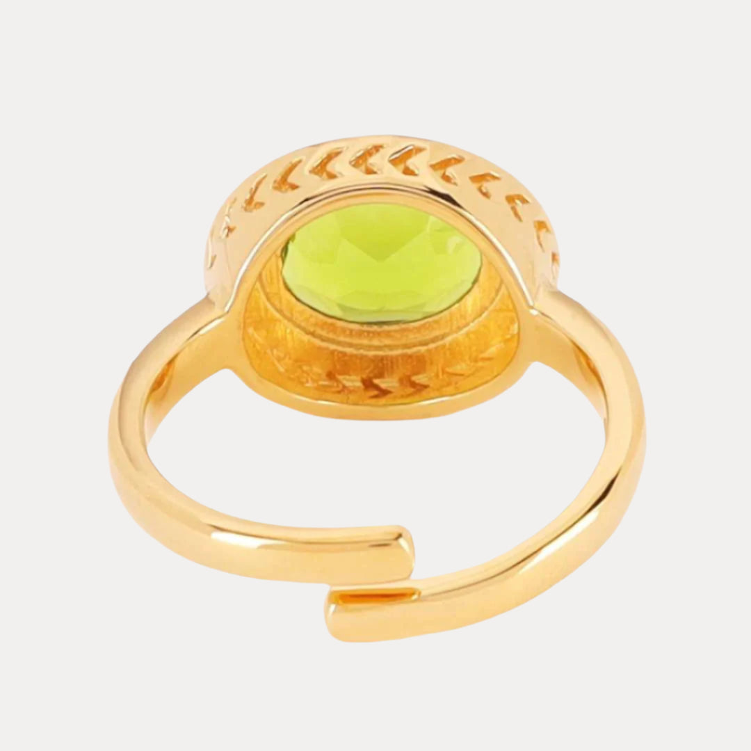 Turquoise Peridot Faceted Crystal Cabochon Orb Enamel Bezel Galaxy Ring | BuDhaGirl