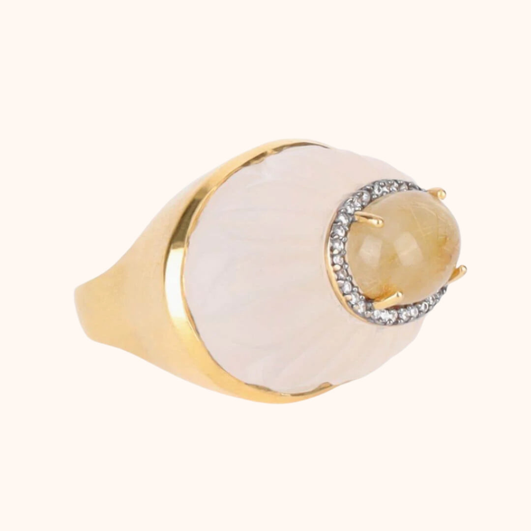 Rutile Quartz Cabochon Diva Ring | BuDhaGirl