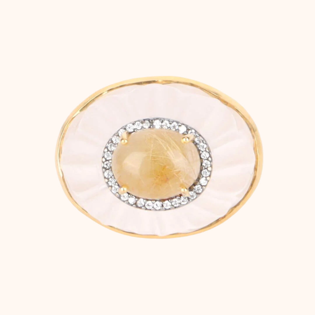 Rutile Quartz Cabochon Diva Ring | BuDhaGirl