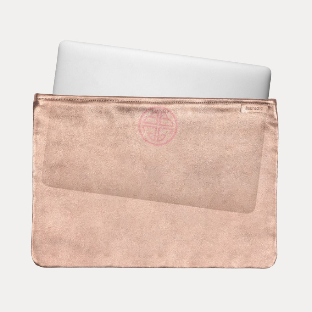 Rose Gold Leather Pochette Bag | Clutch Handbag by BuDhaGirl