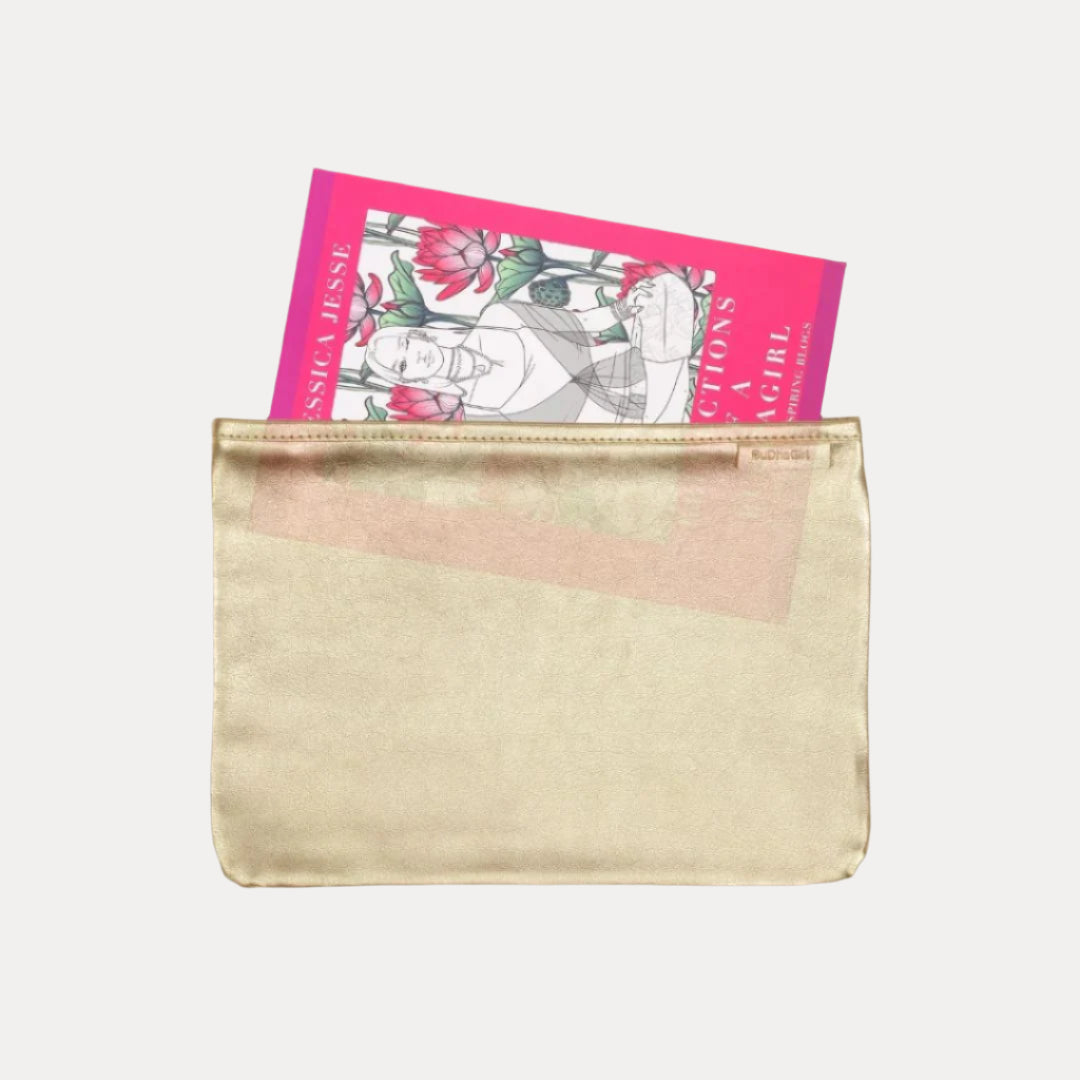 Gold Leather Pochette Bag | Clutch Handbag by BuDhaGirl