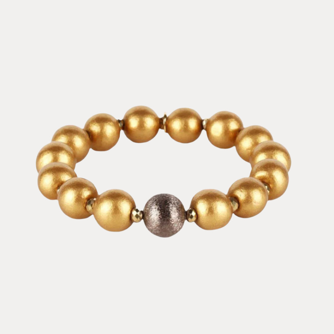 Gold Beaded With Tiny Gold Crystals Shaanti Bracelet | BuDhaGirl