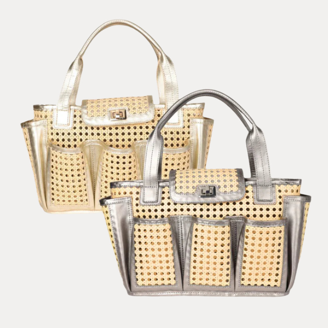 Natural Cane and Wicker Tote Bag For Women | Leather Trim | BuDhaGirl