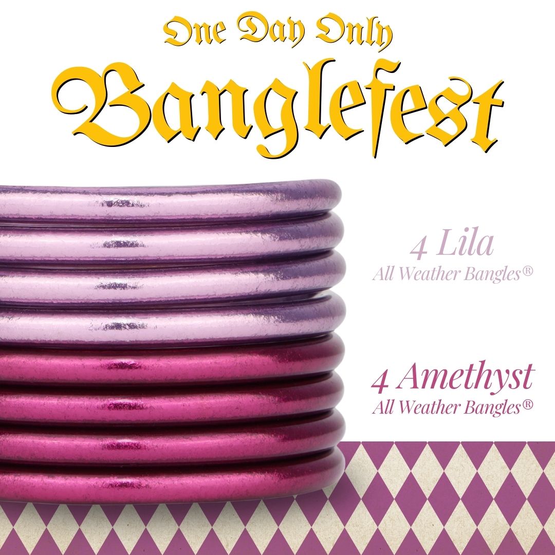 Amethyst and Lila All Weather Bangles Bracelets Bundle for Banglefest | BuDhaGirl