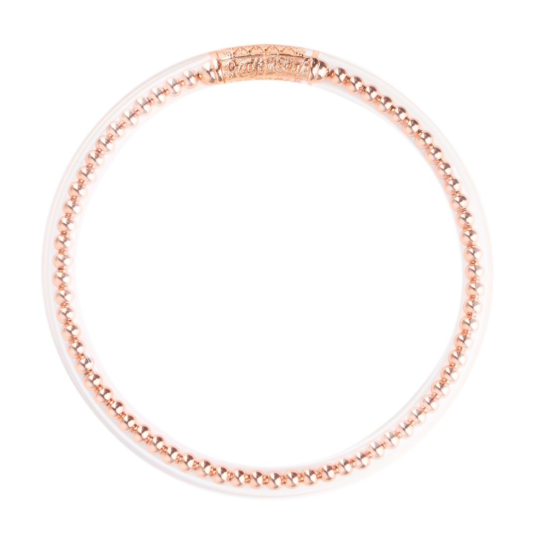 BIBI All Weather Bangles® - Serenity Prayer filled with Rose Gold Metallic Beads | BuDhaGirl