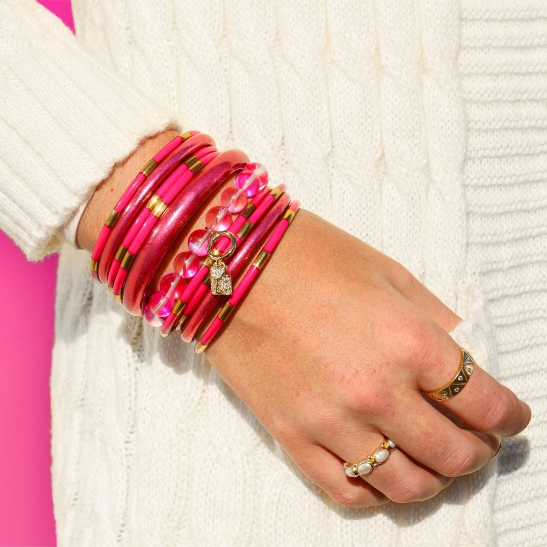 Breast Cancer Awareness Bangle Bracelet Stack | BuDhaGirl