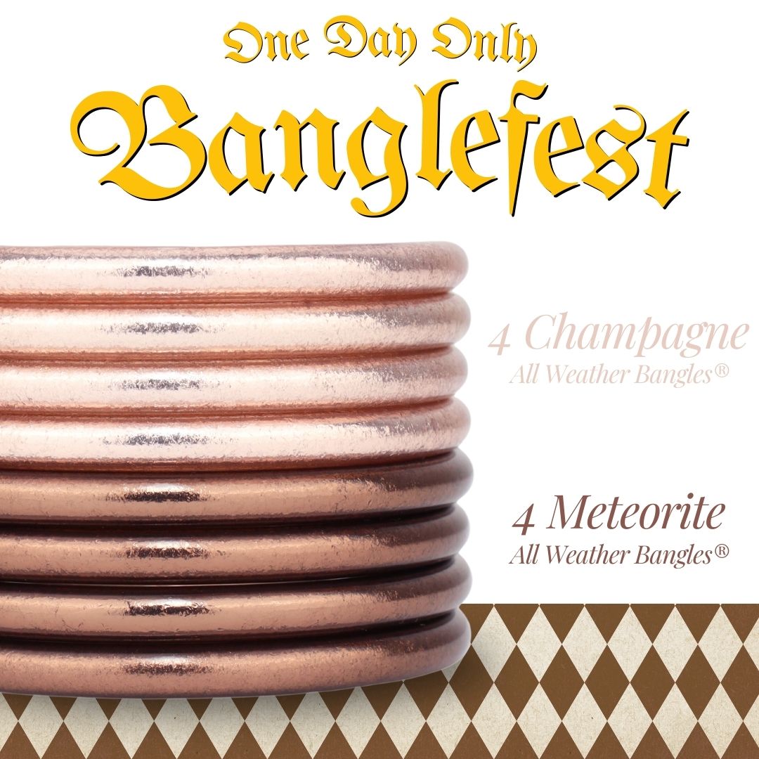 Champagne and Meteorite All Weather Bangles Bracelets Bundle for Banglefest | BuDhaGirl