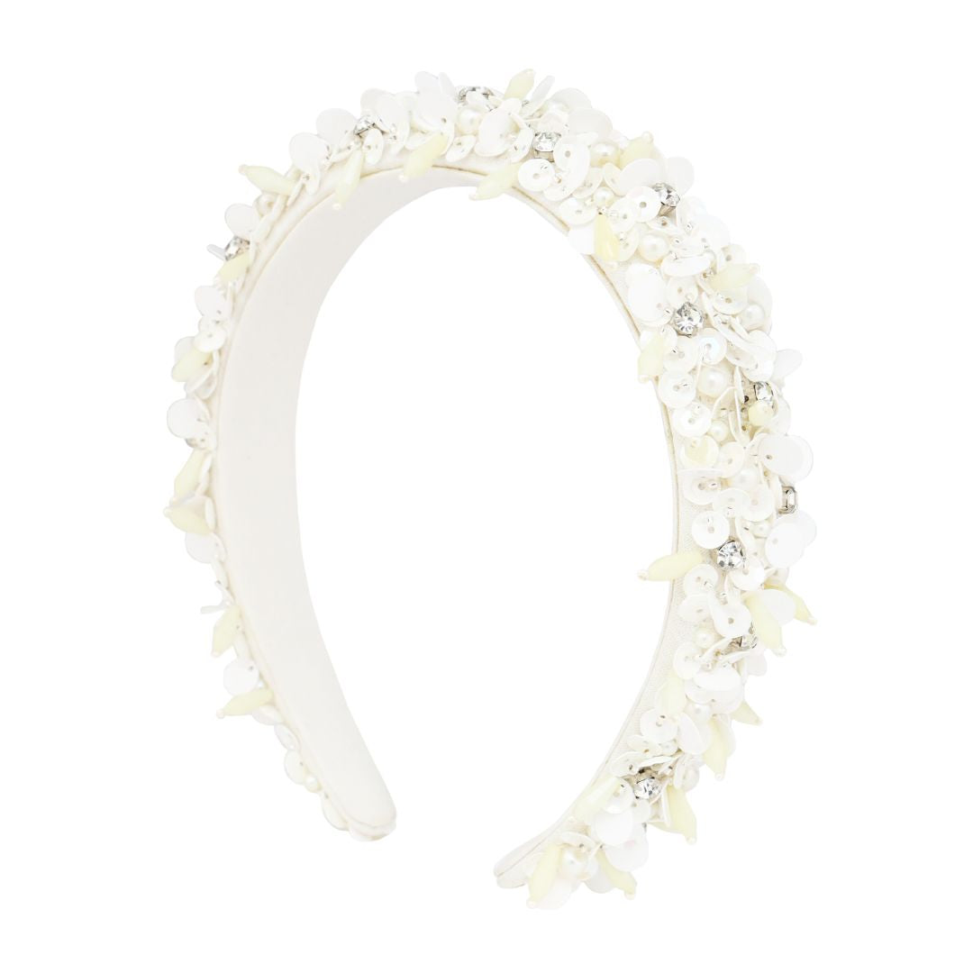 White/Silver Diva Headband: Glamorous and Comfortable Statement Piece | BuDhaGirl