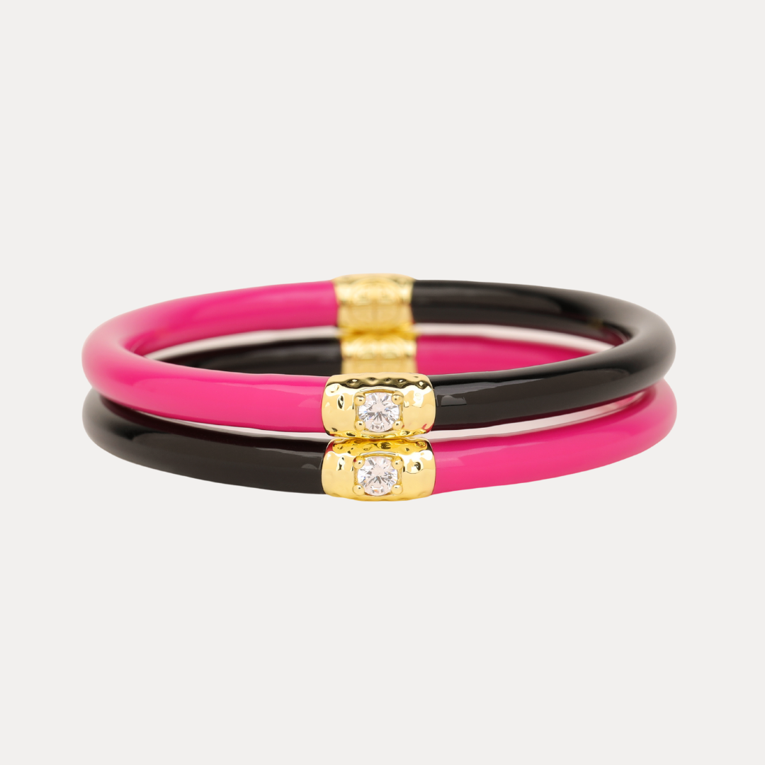 Epic Pink & Black Yin & Yang All Weather Bangles® | BuDhaGirl
