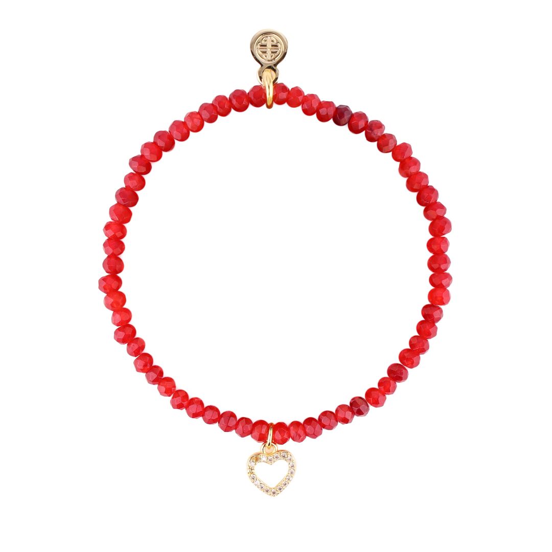 Luna Bracelet - Garnet With Heart Charm