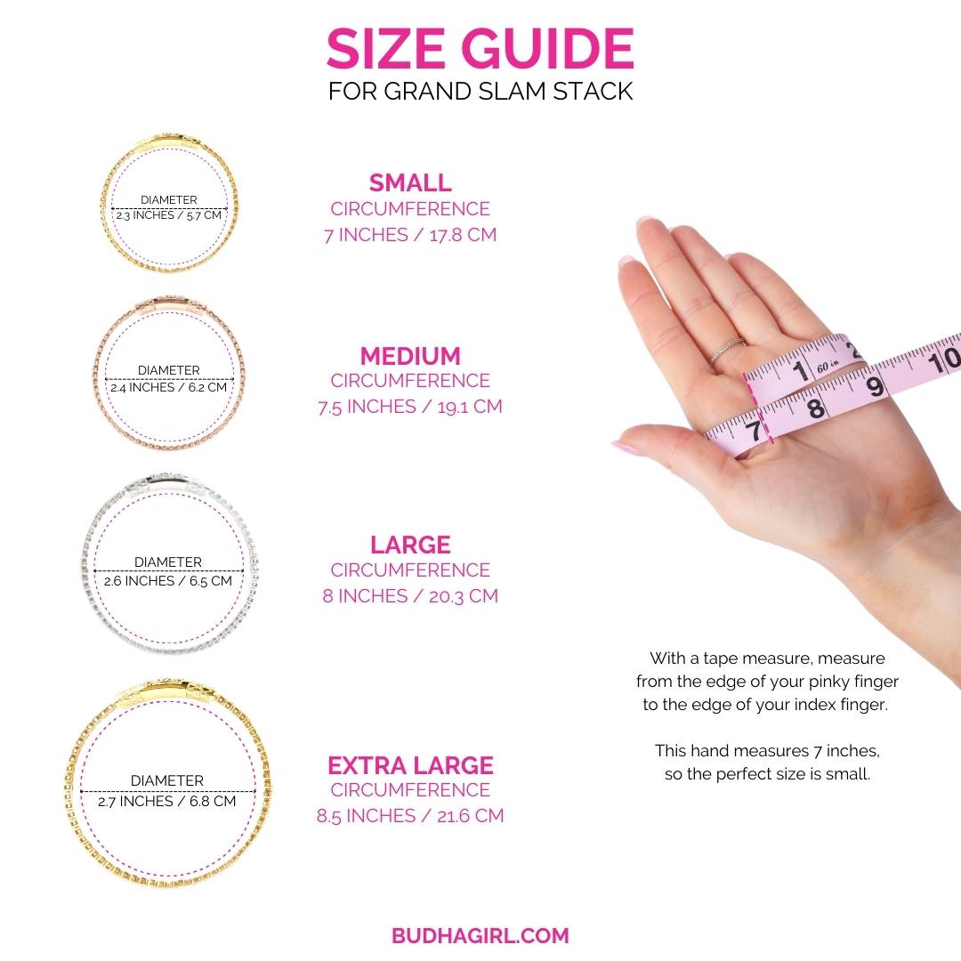 Size Guide For Women's Tennis Champion Bracelet Stack (Limited Edition) | BuDhaGirl