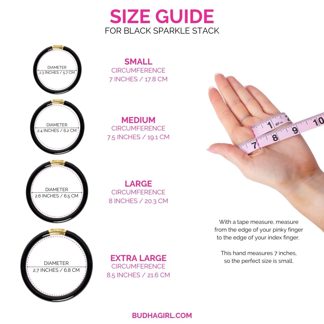 Size Guide for Holiday Sparkle Bangle Bracelet Stack | BuDhaGirl