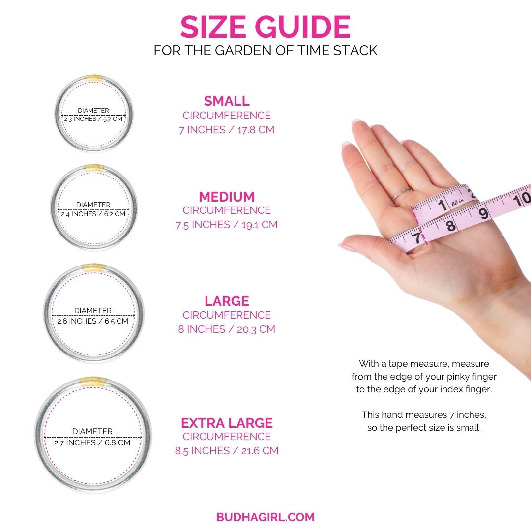 The Garden of Time Bangle Bracelet Stack Size Guide | BuDhaGirl