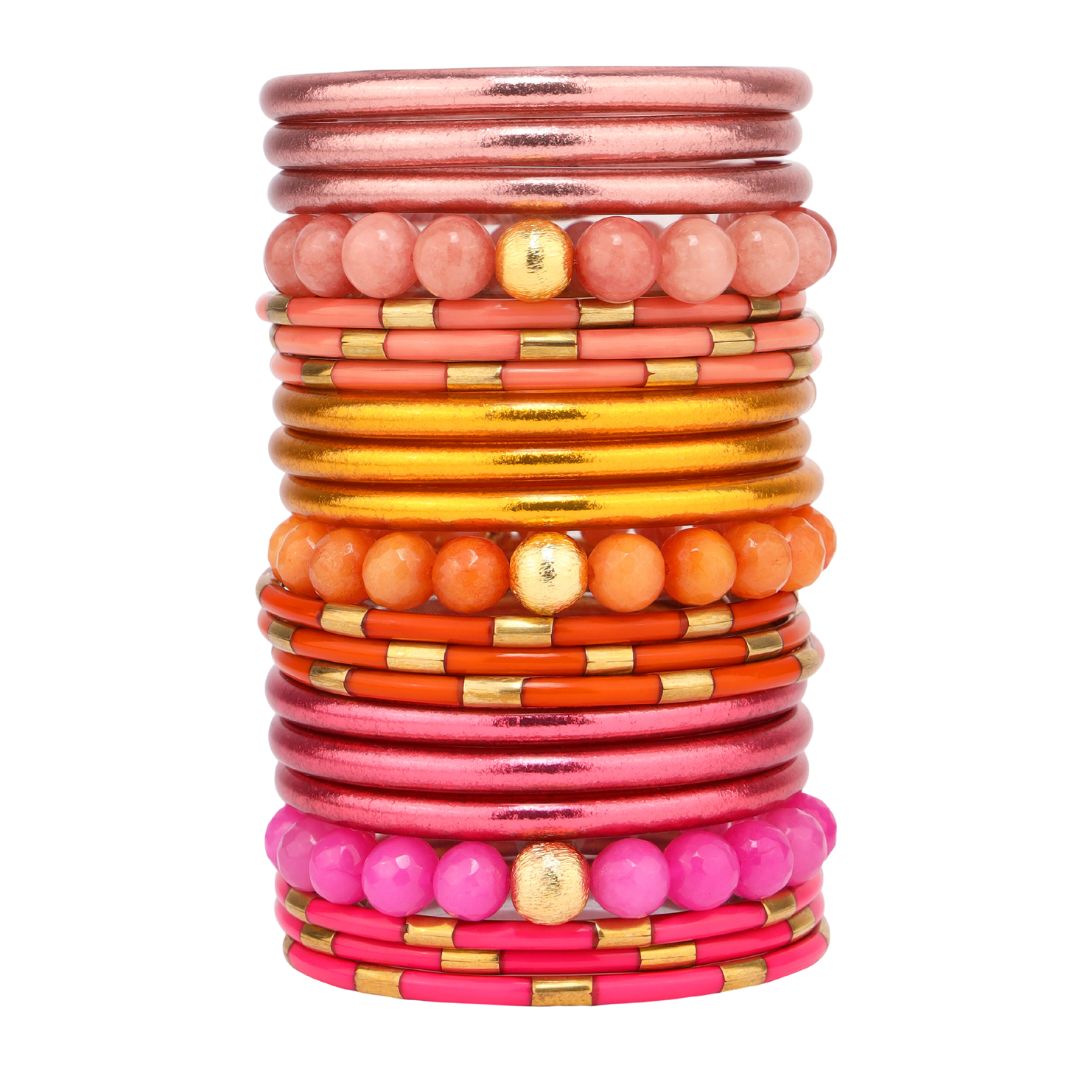 Mindful Monday Exclusive Pink Travel Case Bundle Filled with Bangles and Bracelets | BuDhaGirl