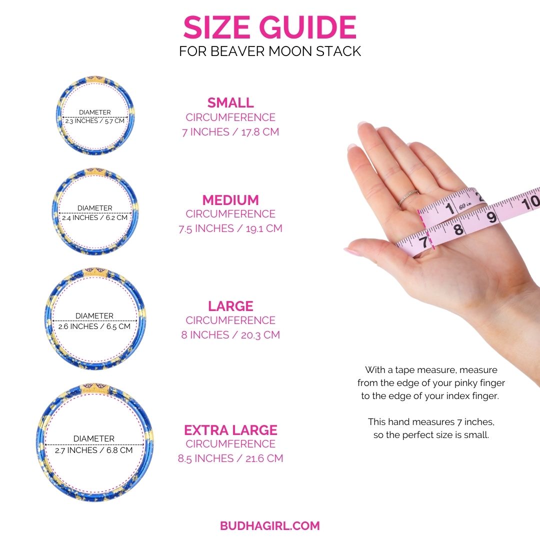 Size Guide for November Beaver Moon Bangle Bracelet Stack of the Week | BuDhaGirl