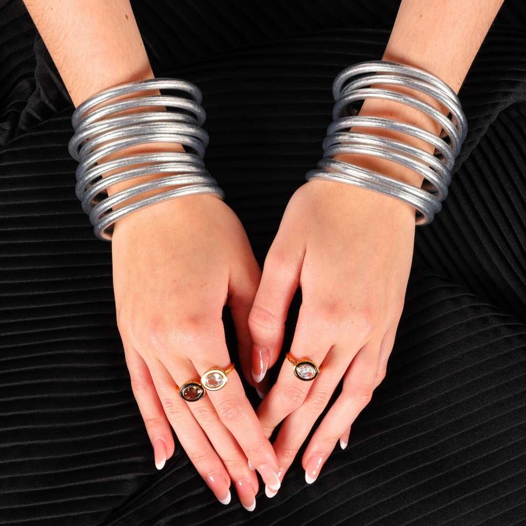 Silver All Weather Bangles - Serenity Prayer | BuDhaGirl