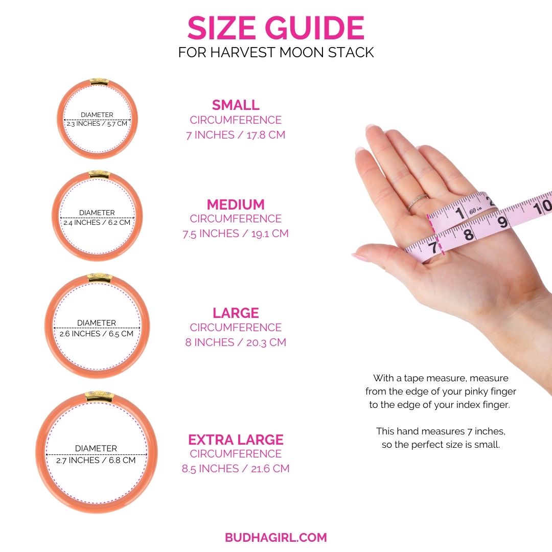 Size Guide for September Harvest Moon Bangle Bracelet Stack | BuDhaGirl