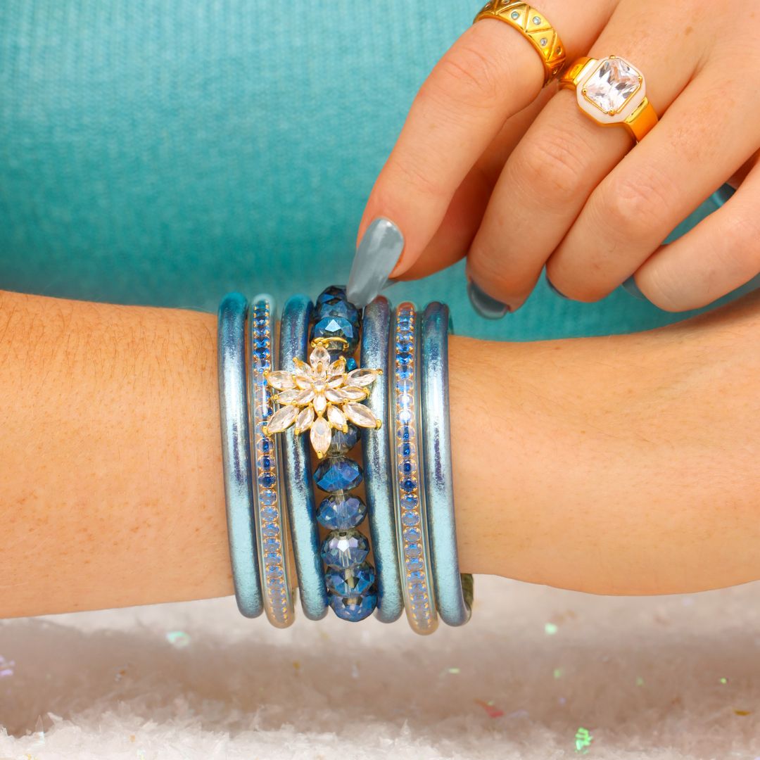 Snowflake Bracelet | Blue Crystal Charm Bracelet | BuDhaGirl