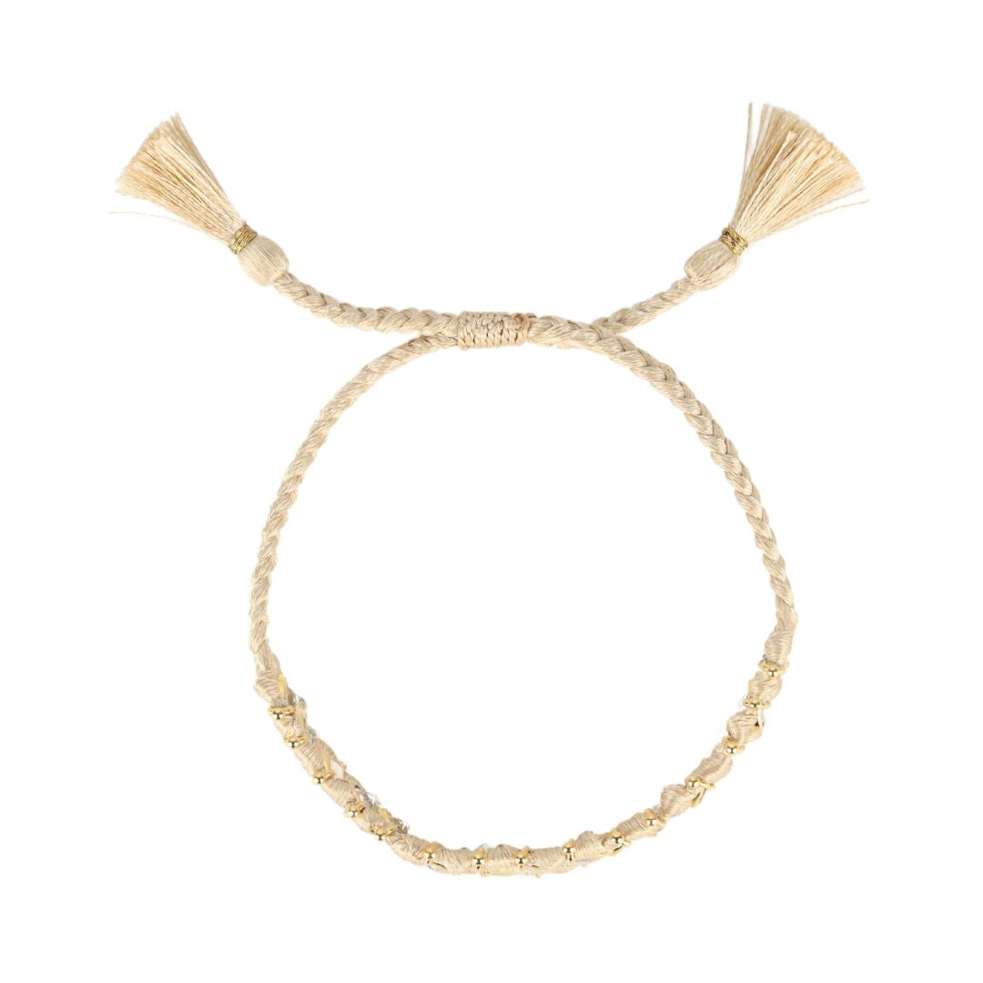 Viv String Bracelet - Ivory/Crystal | BuDhaGirl