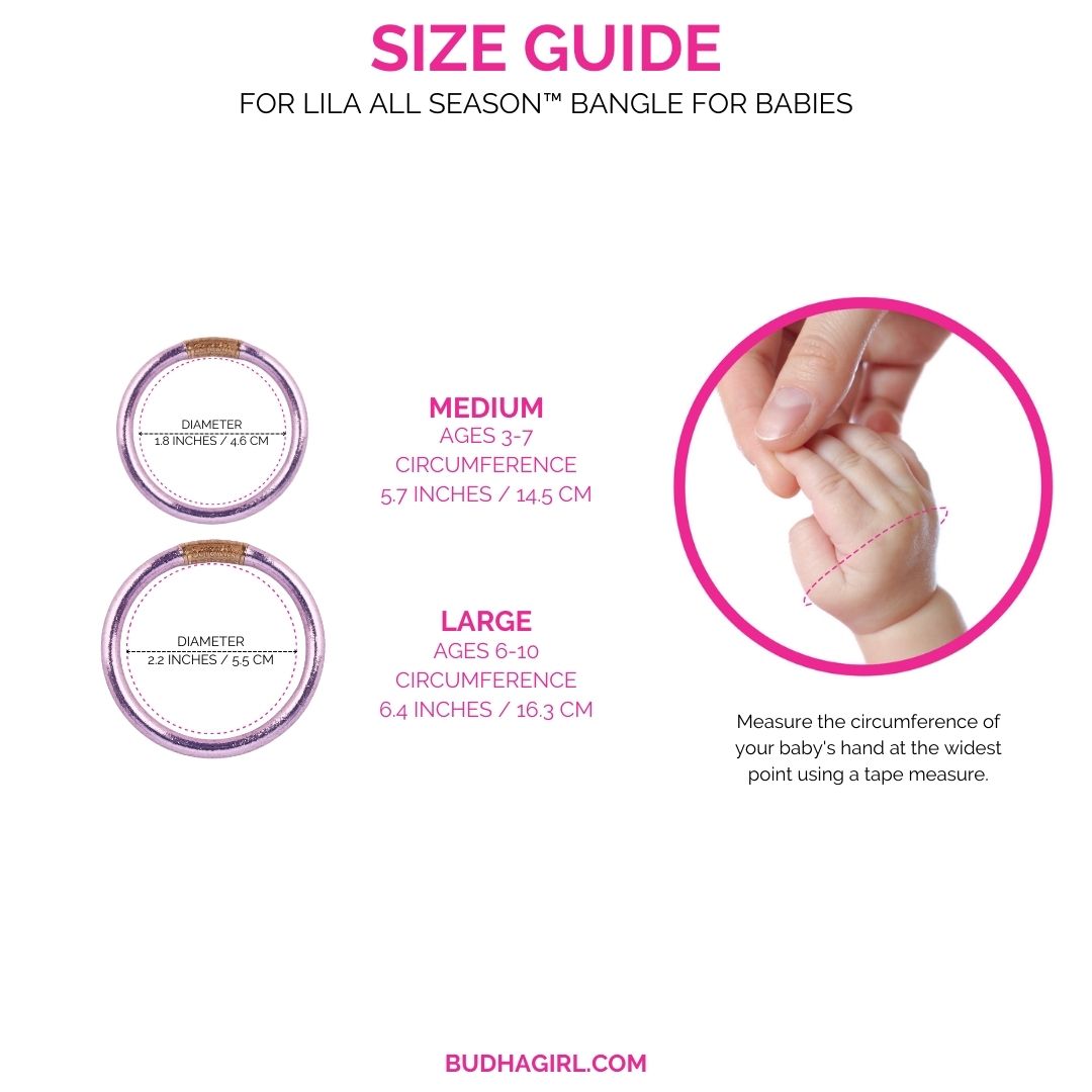Size Guide For Light Purple Lila All Season Bangle (ASB) for Kids/Babies | BuDhaGirl