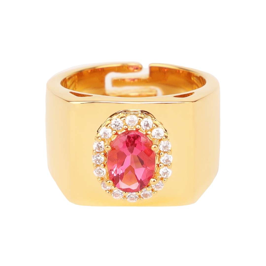 BDG Pink Morganite/White Gold Plated Brass Adjustable Birthday/Birthstone Rings | BuDhaGirl