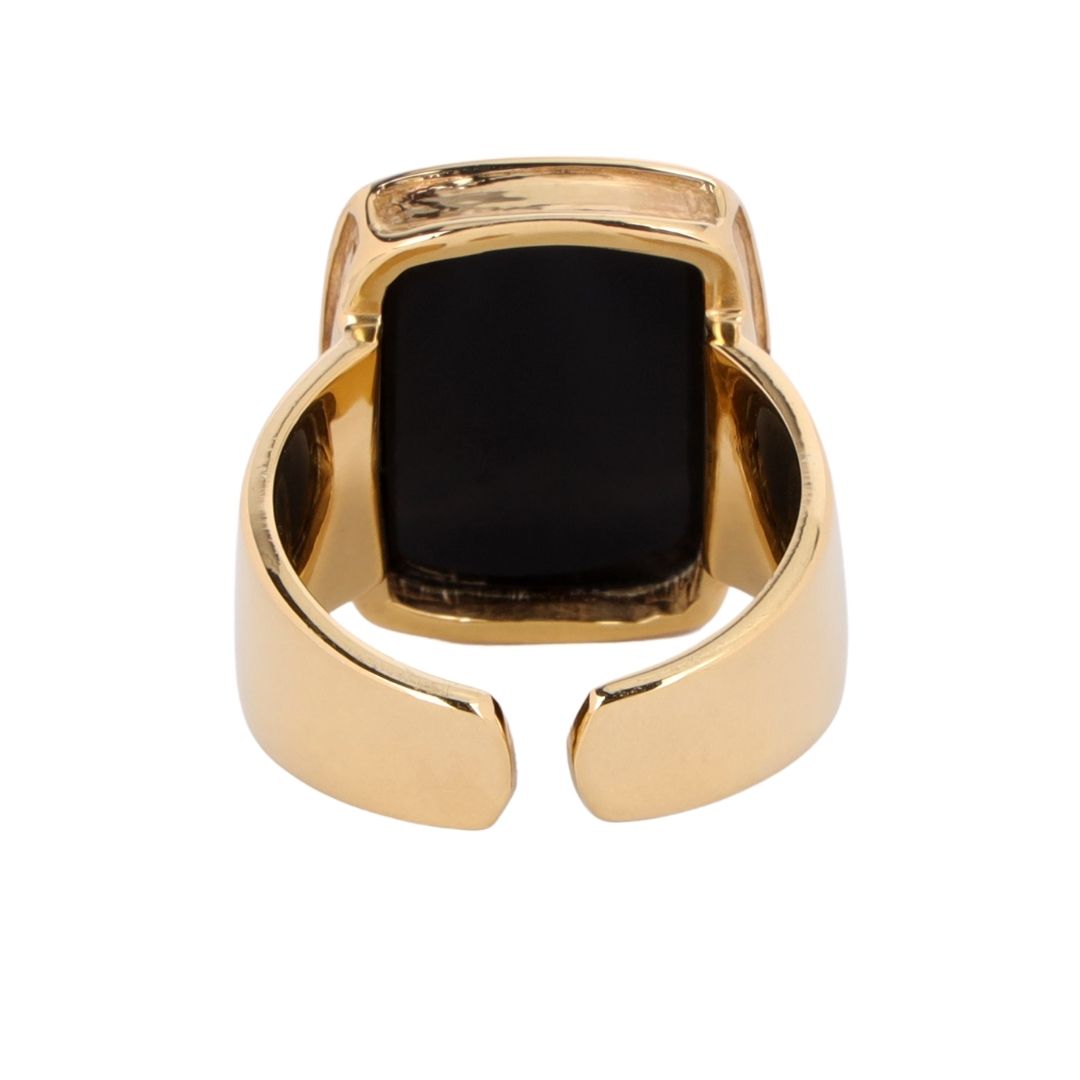 Black Onyx Stone Camellia Ring | BuDhaGirl
